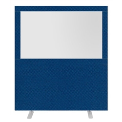 Impulse Plus Clear Half Vision 1800/1600 Floor Free Standing Screen Powder Blue Fabric Light Grey Edges