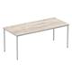 Impulse 1800mm Straight Table Grey Oak Top Silver Box Frame Leg