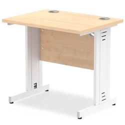 Impulse 800 x 600mm Straight Desk Maple Top White Cable Managed Leg