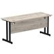 Impulse 1600 x 600mm Straight Desk Grey Oak Top Black Cantilever Leg
