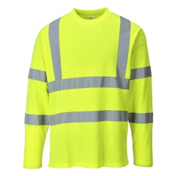 Portwest Hi Vis Cotton Comfort T-Shirt L/S 2XL Yellow