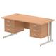 Impulse 1600 x 800mm Straight Desk Oak Top Silver Cantilever Leg 2 x 3 Drawer Fixed Pedestal