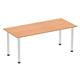 Impulse 1800mm Straight Table Oak Top Brushed Aluminium Post Leg