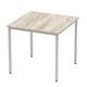 Impulse 800mm Straight Table Grey Oak Top Silver Box Frame Leg