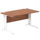 Impulse 1400/800 Rectangle White Cable Managed Leg Desk Walnut
