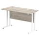 Impulse 1200 x 600mm Straight Desk Grey Oak Top White Cantilever Leg