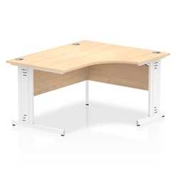 Impulse 1400mm Right Crescent Desk Maple Top White Cable Managed Leg
