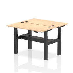 Air Back-to-Back 1200 x 600mm Height Adjustable 2 Person Bench Desk Maple Top CP Black Frame