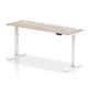 Air 1800 x 600mm Height Adjustable Desk Grey Oak Top Cable Ports White Leg