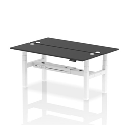 Air Back-to-Back 1800 x 600mm Height Adjustable 2 Person Bench Desk Black Top CP White Frame