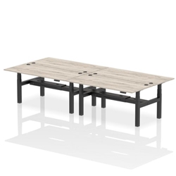 Air Back-to-Back 1800 x 800mm Height Adjustable 4 Person Bench Desk Grey Oak Top CP Black Frame