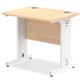 Impulse 800 x 600mm Straight Desk Maple Top White Cable Managed Leg