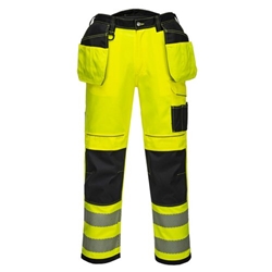 Portwest PW3 Hi Vis Holster Pocket Work Trousers 28 Yellow/Blk Short