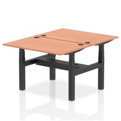 Air Back-to-Back 1200 x 800mm Height Adjustable 2 Person Bench Desk Beech Top CP Black Frame