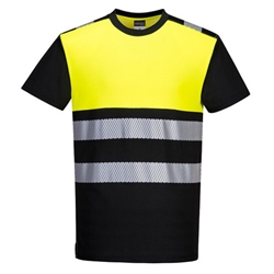 Portwest PW3 Hi Vis Cotton Comfort Class 1 T-Shirt S/S XL Blk/Yellow