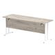 Impulse 1800 x 600mm Straight Desk Grey Oak Top White Cantilever Leg
