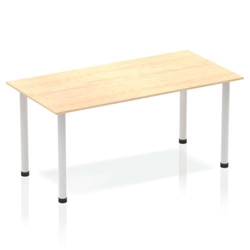 Impulse Straight Table 1400 Maple Post Leg Silver