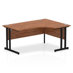 Impulse 1600mm Right Crescent Desk Walnut Top Black Cantilever Leg