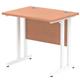 Impulse 800 x 600mm Straight Desk Beech Top White Cantilever Leg