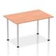 Impulse 1400mm Straight Table Beech Top Brushed Aluminium Post Leg