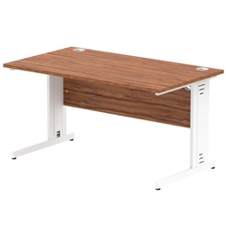 Impulse 1400/800 Rectangle White Cable Managed Leg Desk Walnut