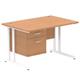 Impulse 1200 Rectangle White Cant Leg Desk OAK 1 x 2 Drawer Fixed Ped