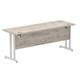 Impulse 1800 x 600mm Straight Desk Grey Oak Top Silver Cantilever Leg