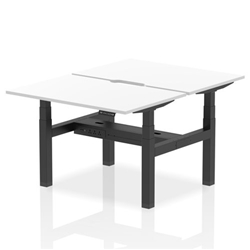 Air Back-to-Back 1200 x 800mm Height Adjustable 2 Person Bench Desk White Top with Scalloped Edge Black Frame