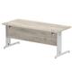 Impulse 1800 x 800mm Straight Desk Grey Oak Top Silver Cable Managed Leg