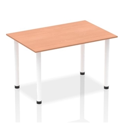 Impulse 1400mm Straight Table Beech Top White Post Leg