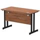 Impulse 1200 x 600mm Straight Desk Walnut Top Black Cantilever Leg