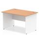 Impulse Panel End 1200/800 Rectangle Desk Oak Top White Panels Ref TT000005