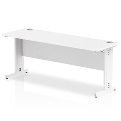 Impulse 1800 x 600mm Straight Desk White Top White Cable Managed Leg