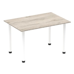 Impulse 1200mm Straight Table Grey Oak Top White Post Leg