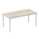 Impulse 1600mm Straight Table Grey Oak Top Silver Box Frame Leg