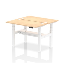 Air Back-to-Back 1200 x 600mm Height Adjustable 2 Person Bench Desk Maple Top CP White Frame
