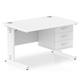 Impulse 1200 x 800mm Straight Desk White Top White Cable Managed Leg with 1 x 3 Drawer Fixed Pedestal