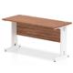 Impulse 1400 x 600mm Straight Desk Walnut Top White Cable Managed Leg