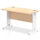 Impulse 1200 x 600mm Straight Desk Maple Top White Cable Managed Leg