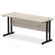 Impulse 1600 x 600mm Straight Desk Grey Oak Top Black Cantilever Leg