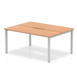 B2B Silver Frame Bench Desk 1400 Oak (2 Pod)