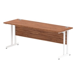 Impulse 1800/600 Rectangle White Cantilever Leg Desk Walnut