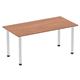 Impulse 1600mm Straight Table Walnut Top Brushed Aluminium Post Leg