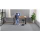 Air 1200 x 600mm Height Adjustable Desk Walnut Top Cable Ports Black Leg