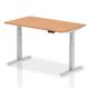 Air 1400 x 800mm Height Adjustable Desk Oak Top Silver Leg