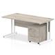 Impulse 1600 x 800mm Straight Desk Grey Oak Top White Cantilever Leg with 3 Drawer Mobile Pedestal