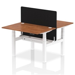 Air Back-to-Back 1200 x 800mm Height Adjustable 2 Person Bench Desk Walnut Top CP White Frame with Black Straight Screen