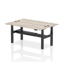 Air Back-to-Back 1800 x 600mm Height Adjustable 2 Person Bench Desk Grey Oak Top CP Black Frame