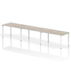 Evolve Plus 1400mm Single Row 3 Person Desk Grey Oak Top White Frame