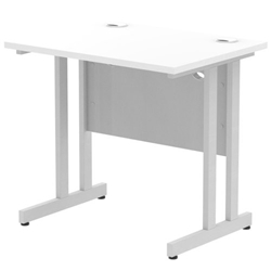 Impulse 800/600 Rectangle Silver Cantilever Leg Desk White Ref MI002894